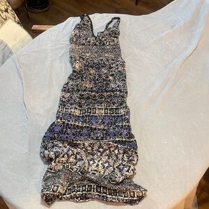 Angie Black and Purple Patterned Maxi Dress